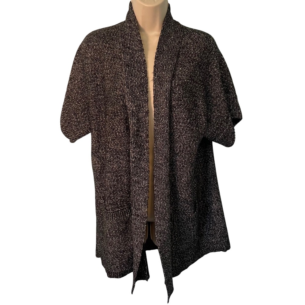 Chico's Women's Short Sleeve Cardigan Sweater Size M‎ (Chico's 1) Marled Gray